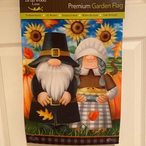Thanksgiving Gnome Garden Flag, Pilgrim Gnomes Garden Flag, 12.5” X 18”